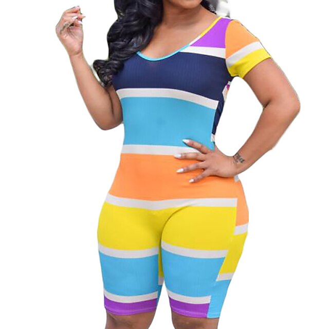 Women's Romper Patchwork Color Block Crew Neck Casual Sport Daily Wear Regular Fit Short Sleeve Blue S M L Summer
Women's Romper Patchwork Color Block Crew Neck Casual Sport Daily Wear Regular Fit Short Sleeve Blue S M L Summer