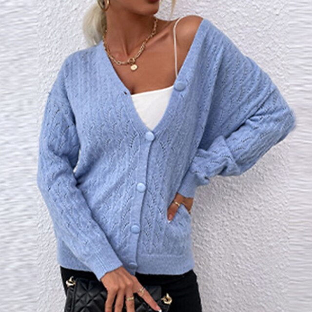 Women's Cardigan Knitted Button Pure Color Stylish Elegant Casual Long Sleeve Sweater Cardigans V Neck Spring Summer Blue Gray Pink
Women's Cardigan Knitted Button Pure Color Stylish Elegant Casual Long Sleeve Sweater Cardigans V Neck Spring Summer Blue Gray Pink