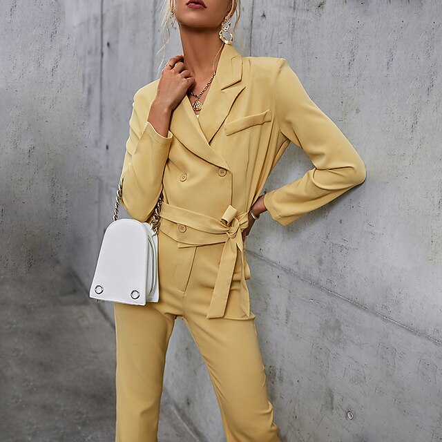 Women's Streetwear Plain Business Office Two Piece Set Blazer Office Suit Pants Sets Pant Tops
Women's Streetwear Plain Business Office Two Piece Set Blazer Office Suit Pants Sets Pant Tops