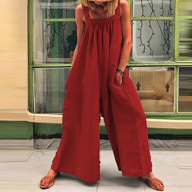 Women's Jumpsuit Backless Pocket Solid Color Strap Active Sport Daily Regular Fit Sleeveless Red S M L Spring
Women's Jumpsuit Backless Pocket Solid Color Strap Active Sport Daily Regular Fit Sleeveless Red S M L Spring