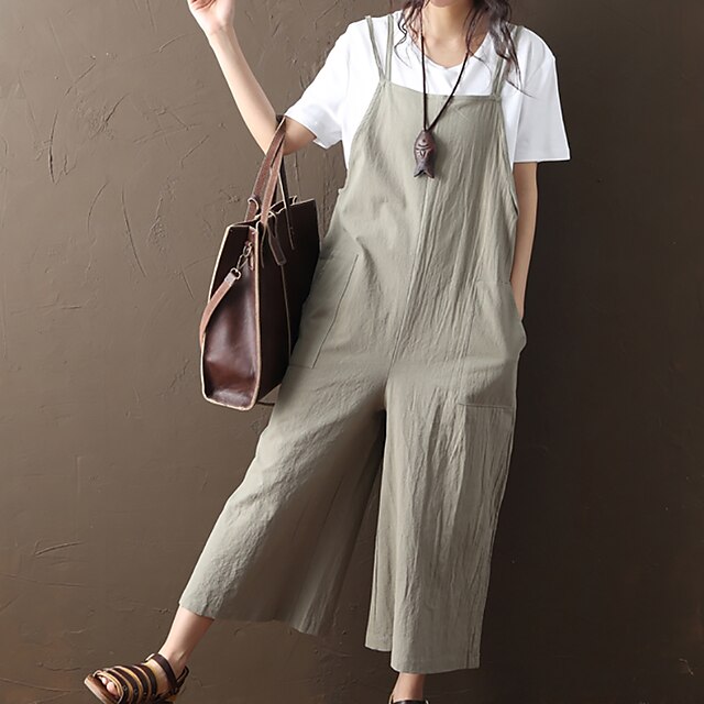 Women's Overall Pocket Solid Color V Neck Casual Casual Daily Regular Fit Long Sleeve Black Gray One-Size Summer
Women's Overall Pocket Solid Color V Neck Casual Casual Daily Regular Fit Long Sleeve Black Gray One-Size Summer
