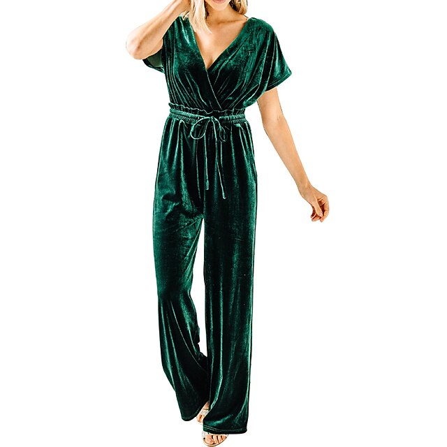 Women's Jumpsuit Solid Color V Neck Elegant Party Daily Regular Fit Short Sleeve Green Black S M L Spring
Women's Jumpsuit Solid Color V Neck Elegant Party Daily Regular Fit Short Sleeve Green Black S M L Spring