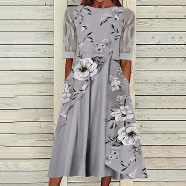 Women's A Line Dress Midi Dress Gray Half Sleeve Floral Pocket Print Spring Summer Round Neck Stylish Casual Modern 2022 S M L XL XXL
Women's A Line Dress Midi Dress Gray Half Sleeve Floral Pocket Print Spring Summer Round Neck Stylish Casual Modern 2022 S M L XL XXL