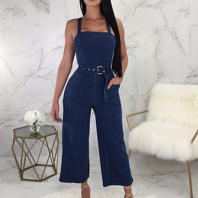 Women's Jumpsuit Pocket Solid Color Square Neck Casual Casual Daily Regular Fit Sleeveless Blue S M L Summer / V Neck
Women's Jumpsuit Pocket Solid Color Square Neck Casual Casual Daily Regular Fit Sleeveless Blue S M L Summer / V Neck