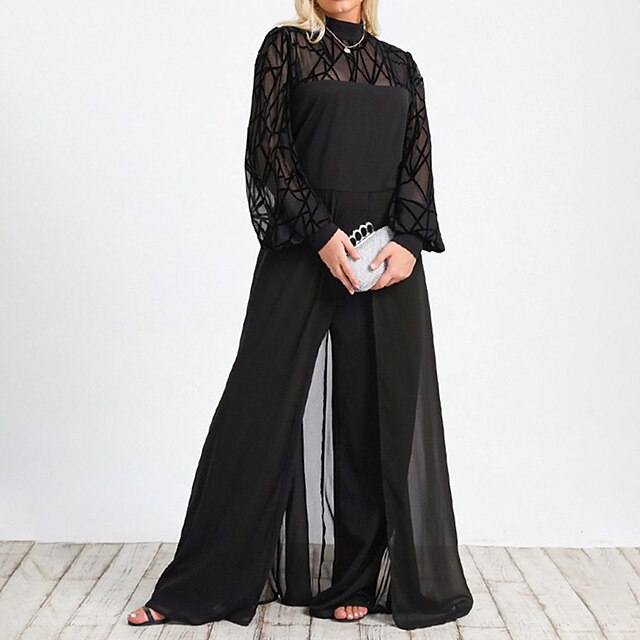 Women's Jumpsuit Mesh Solid Color Stand Collar Business Party Cocktail Party Regular Fit Long Sleeve Black L XL XXL Spring
Women's Jumpsuit Mesh Solid Color Stand Collar Business Party Cocktail Party Regular Fit Long Sleeve Black L XL XXL Spring