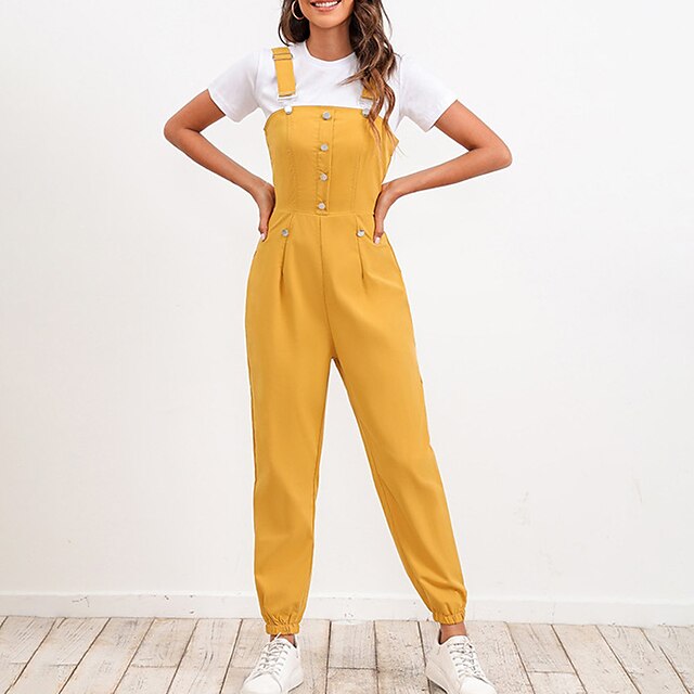 Women's Overall Button Solid Color Square Neck Active Street Casual Regular Fit Sleeveless Yellow S M L Spring
Women's Overall Button Solid Color Square Neck Active Street Casual Regular Fit Sleeveless Yellow S M L Spring