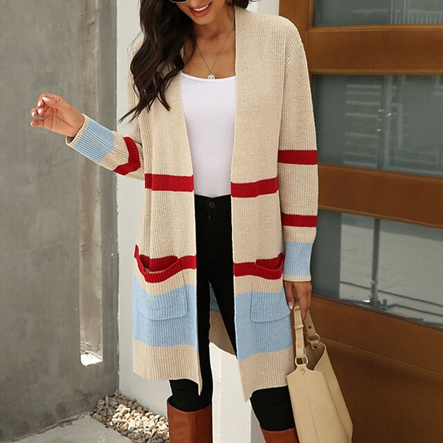 Women's Cardigan Pocket Knitted Striped Color Block Stylish Elegant Casual Long Sleeve Sweater Cardigans V Neck Spring Summer Khaki Orange
Women's Cardigan Pocket Knitted Striped Color Block Stylish Elegant Casual Long Sleeve Sweater Cardigans V Neck Spring Summer Khaki Orange