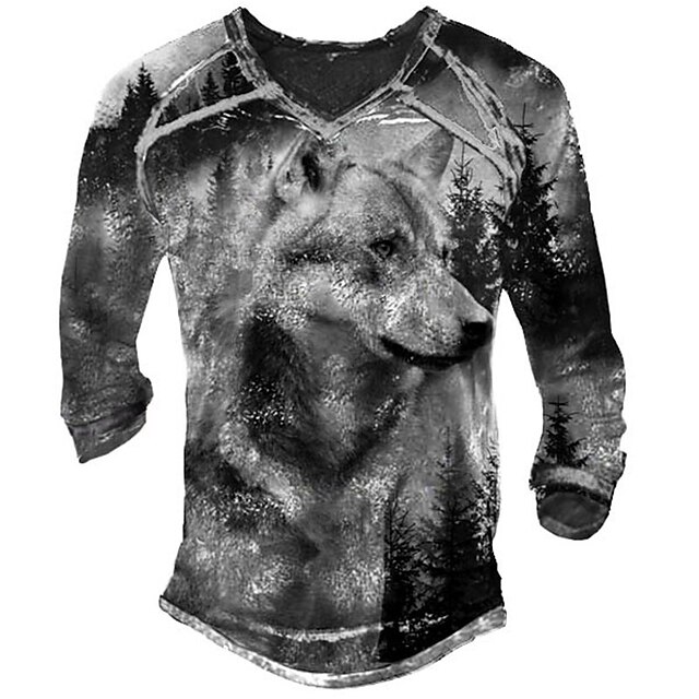 Men's T shirt 3D Print Graphic Wolf V Neck Casual Daily Print Long Sleeve Tops Fashion Vintage Classic Comfortable Gray
Men's T shirt 3D Print Graphic Wolf V Neck Casual Daily Print Long Sleeve Tops Fashion Vintage Classic Comfortable Gray