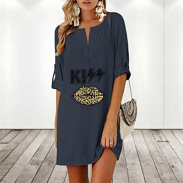Women's Shift Dress Short Mini Dress Black Gray Navy Blue Half Sleeve Leopard Letter Print Spring Summer V Neck Stylish Casual Modern 2022 S M L XL XXL
Women's Shift Dress Short Mini Dress Black Gray Navy Blue Half Sleeve Leopard Letter Print Spring Summer V Neck Stylish Casual Modern 2022 S M L XL XXL