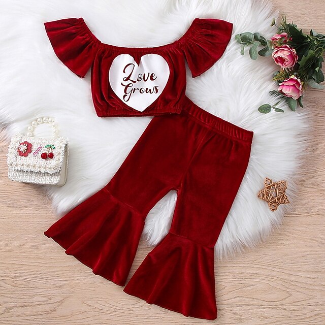 Kids Girls' T-shirt Pants Clothing Set 2 Pieces Short Sleeve Wine Heart Letter Print Indoor Outdoor Cute Sweet Regular 1-5 Years
Kids Girls' T-shirt Pants Clothing Set 2 Pieces Short Sleeve Wine Heart Letter Print Indoor Outdoor Cute Sweet Regular 1-5 Years