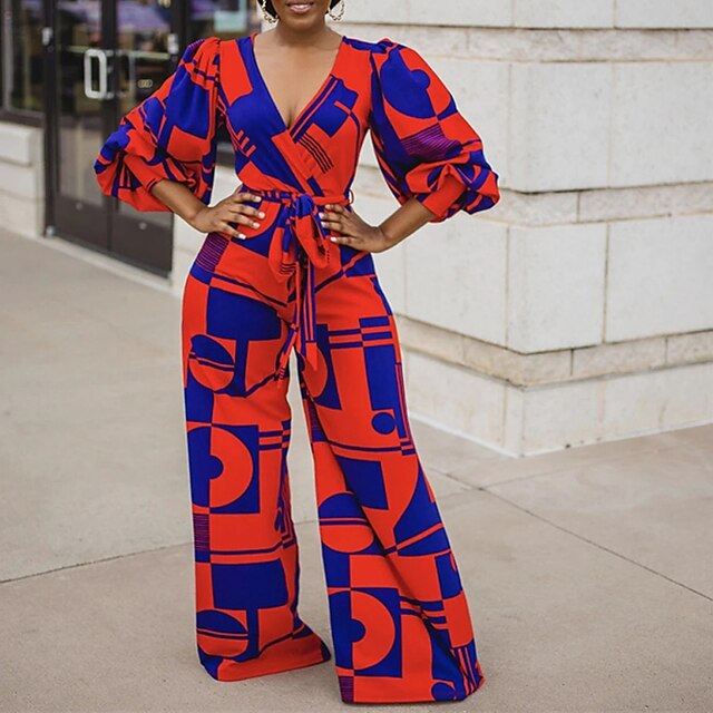 Women's Jumpsuit Print Print V Neck Casual Daily Street Casual Wide Leg Regular Fit Long Sleeve Red S M L Spring
Women's Jumpsuit Print Print V Neck Casual Daily Street Casual Wide Leg Regular Fit Long Sleeve Red S M L Spring