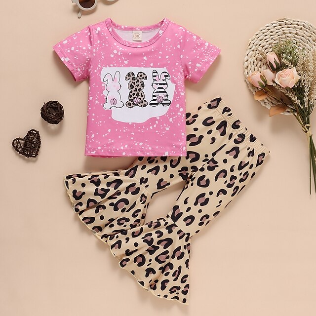 Kids Girls' T-shirt Pants Clothing Set 2 Pieces Short Sleeve Pink Leopard Rabbit Print Indoor Outdoor Cute Sweet Regular 1-5 Years
Kids Girls' T-shirt Pants Clothing Set 2 Pieces Short Sleeve Pink Leopard Rabbit Print Indoor Outdoor Cute Sweet Regular 1-5 Years