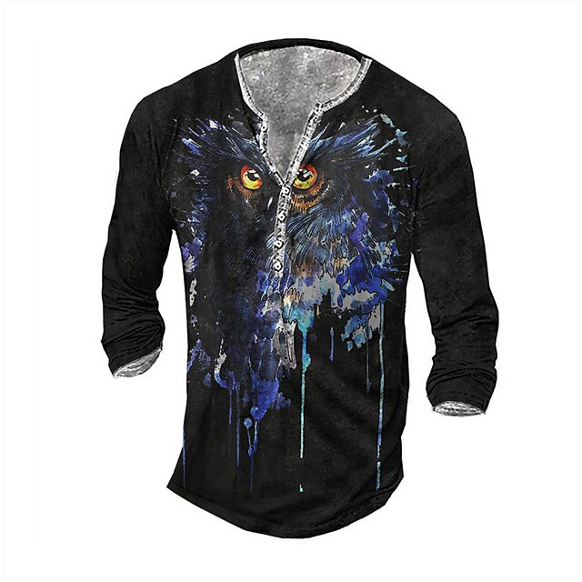 Men's Henley Shirt Tee T shirt 3D Print Graphic Owl Plus Size Henley Daily Sports Button-Down Print Long Sleeve Tops Basic Casual Classic Designer Blue
Men's Henley Shirt Tee T shirt 3D Print Graphic Owl Plus Size Henley Daily Sports Button-Down Print Long Sleeve Tops Basic Casual Classic Designer Blue