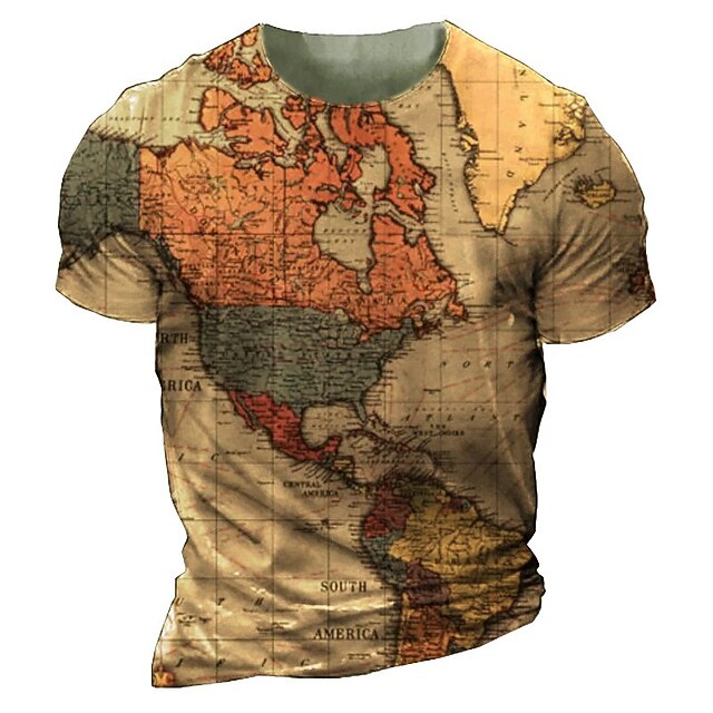 Men's T shirt 3D Print Graphic Map Crew Neck Casual Daily Print Short Sleeve Tops Fashion Vintage Designer Big and Tall Brown
Men's T shirt 3D Print Graphic Map Crew Neck Casual Daily Print Short Sleeve Tops Fashion Vintage Designer Big and Tall Brown