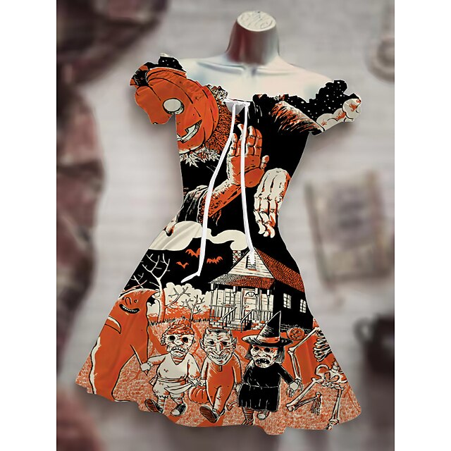 Inspired by Halloween Pumpkin Jack Skellington Dress Cartoon 100% Polyester Anime Harajuku Graphic Kawaii Dress For Women's
Inspired by Halloween Pumpkin Jack Skellington Dress Cartoon 100% Polyester Anime Harajuku Graphic Kawaii Dress For Women's