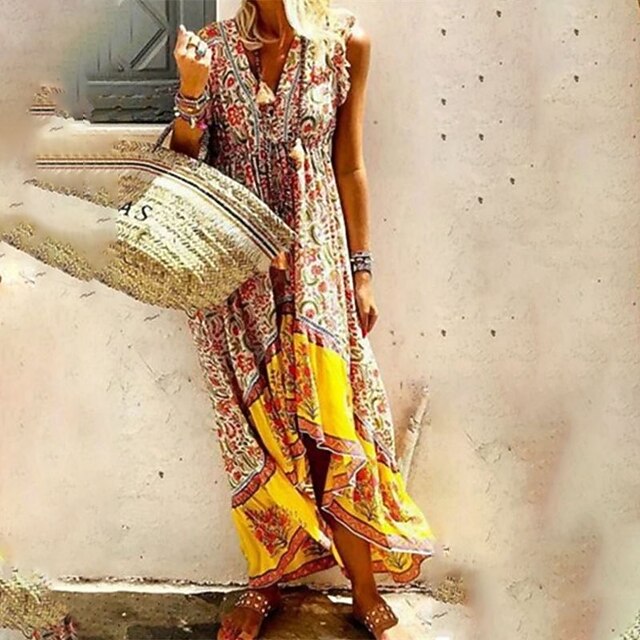Women's Shift Dress Maxi long Dress Yellow Sleeveless Floral Plus High Low Print Spring Summer V Neck Stylish Boho 2022 S M L XL XXL 3XL
Women's Shift Dress Maxi long Dress Yellow Sleeveless Floral Plus High Low Print Spring Summer V Neck Stylish Boho 2022 S M L XL XXL 3XL