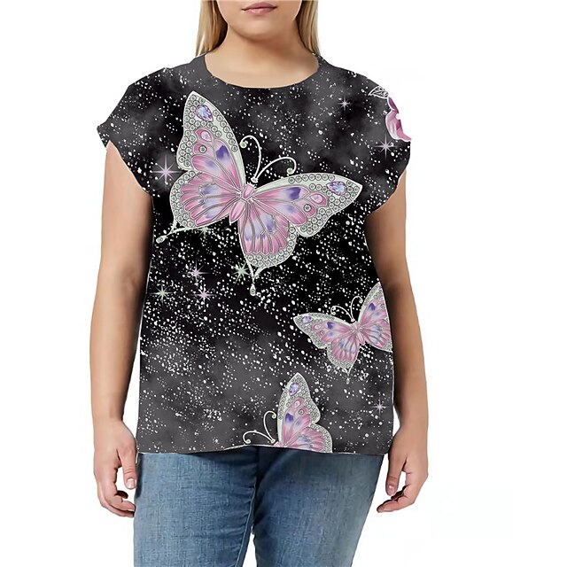 Women's Plus Size Tops T shirt Butterfly Animal Print Short Sleeve Crewneck Streetwear Daily Going out Polyester Spring Summer Green Blue
Women's Plus Size Tops T shirt Butterfly Animal Print Short Sleeve Crewneck Streetwear Daily Going out Polyester Spring Summer Green Blue