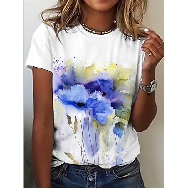 Women's T shirt Floral Patchwork Print Round Neck Basic Tops White / 3D Print
Women's T shirt Floral Patchwork Print Round Neck Basic Tops White / 3D Print