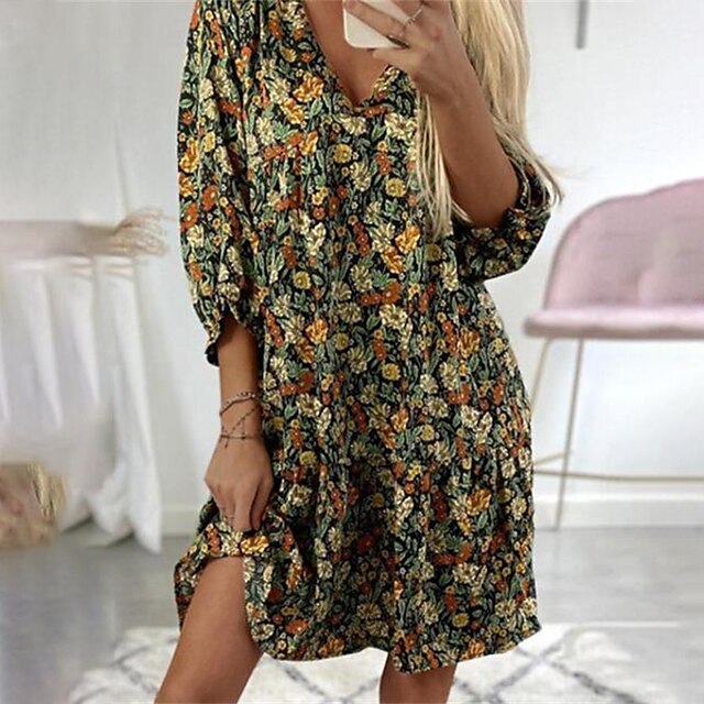Women's Shift Dress Short Mini Dress Green Half Sleeve Floral Print Spring Summer V Neck Stylish Casual 2022 S M L XL XXL 3XL
Women's Shift Dress Short Mini Dress Green Half Sleeve Floral Print Spring Summer V Neck Stylish Casual 2022 S M L XL XXL 3XL
