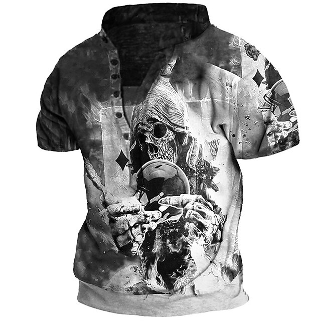 Men's Henley Shirt Tee T shirt 3D Print Graphic Skull Poker Henley Casual Daily Button-Down Print Short Sleeve Tops Fashion Vintage Retro Big and Tall Gray
Men's Henley Shirt Tee T shirt 3D Print Graphic Skull Poker Henley Casual Daily Button-Down Print Short Sleeve Tops Fashion Vintage Retro Big and Tall Gray