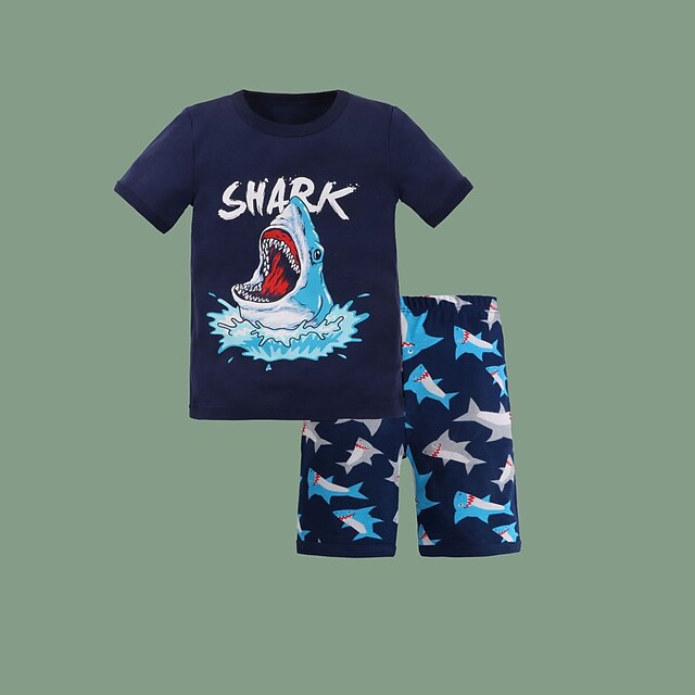 Kids Boys T-shirt Shorts Clothing Set 2 Pieces Short Sleeve Navy Blue Cartoon Shark Print Comfort Daily 3-10 Years
Kids Boys T-shirt Shorts Clothing Set 2 Pieces Short Sleeve Navy Blue Cartoon Shark Print Comfort Daily 3-10 Years