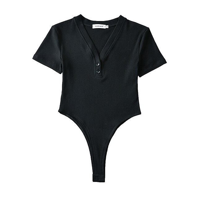 Women's Bodysuit Solid Color V Neck Casual Casual Daily Regular Fit Short Sleeve Blue White Black S M L Summer
Women's Bodysuit Solid Color V Neck Casual Casual Daily Regular Fit Short Sleeve Blue White Black S M L Summer