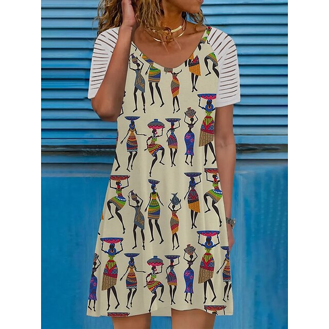 Women's A Line Dress Knee Length Dress Khaki Short Sleeve Print Print Summer V Neck Basic 2022 S M L XL XXL 3XL / 3D Print
Women's A Line Dress Knee Length Dress Khaki Short Sleeve Print Print Summer V Neck Basic 2022 S M L XL XXL 3XL / 3D Print