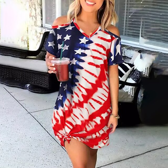 Women's A Line Dress Short Mini Dress Red Short Sleeve Flag Ruched Cold Shoulder Spring Summer V Neck Stylish Casual Modern 2022 S M L XL XXL
Women's A Line Dress Short Mini Dress Red Short Sleeve Flag Ruched Cold Shoulder Spring Summer V Neck Stylish Casual Modern 2022 S M L XL XXL