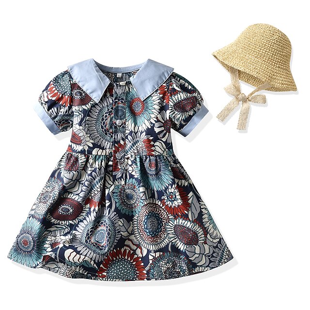Kids Little Girls' Dress Floral Flower A Line Dress Daily Print Blue Above Knee Short Sleeve Sweet Dresses Summer Regular Fit 2 Pieces 1-5 Years
Kids Little Girls' Dress Floral Flower A Line Dress Daily Print Blue Above Knee Short Sleeve Sweet Dresses Summer Regular Fit 2 Pieces 1-5 Years