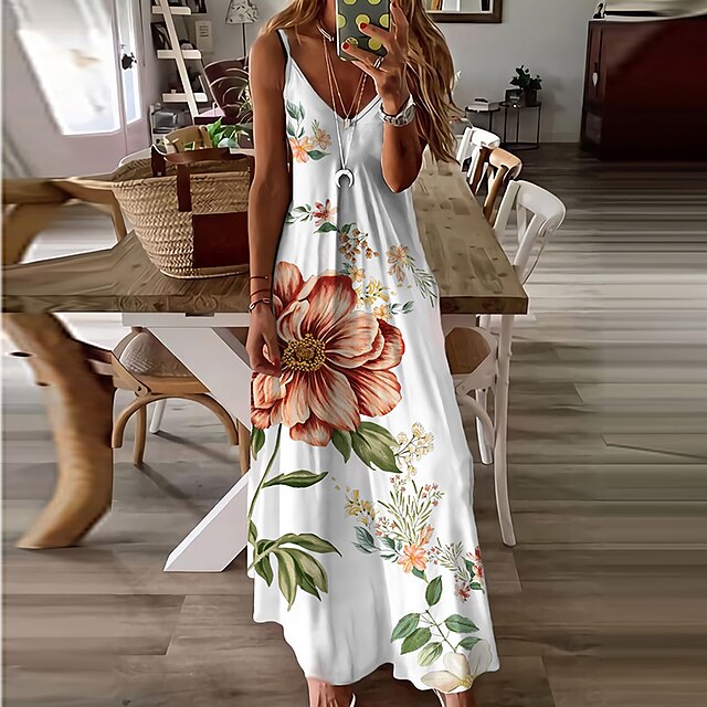 Women's A Line Dress Maxi long Dress White Sleeveless Floral Backless Print Spring Summer Spaghetti Strap Stylish Casual Modern 2022 S M L XL XXL 3XL
Women's A Line Dress Maxi long Dress White Sleeveless Floral Backless Print Spring Summer Spaghetti Strap Stylish Casual Modern 2022 S M L XL XXL 3XL