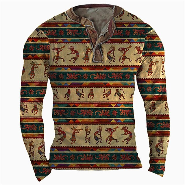 Men's Henley Shirt Tee T shirt 3D Print Graphic Tribal Henley Casual Daily Button-Down Print Long Sleeve Tops Fashion Vintage Big and Tall Military Style Brown / Spring / Summer
Men's Henley Shirt Tee T shirt 3D Print Graphic Tribal Henley Casual Daily Button-Down Print Long Sleeve Tops Fashion Vintage Big and Tall Military Style Brown / Spring / Summer