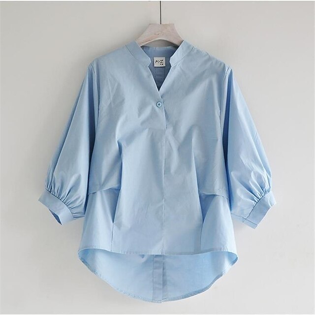 Women's Plus Size Tops Blouse Shirt Plain Long Sleeve V Neck Basic Daily Going out Cotton Spring Summer Blue White
Women's Plus Size Tops Blouse Shirt Plain Long Sleeve V Neck Basic Daily Going out Cotton Spring Summer Blue White