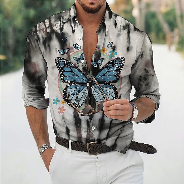 Men's Shirt 3D Print Butterfly Tie Dye Animal Turndown Casual Daily 3D Print Button-Down Long Sleeve Tops Casual Fashion Designer Comfortable Gray
Men's Shirt 3D Print Butterfly Tie Dye Animal Turndown Casual Daily 3D Print Button-Down Long Sleeve Tops Casual Fashion Designer Comfortable Gray