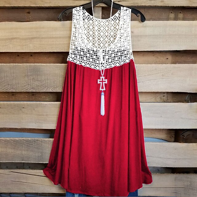 Women's Shift Dress Knee Length Dress Green Blue Black Purple Red Navy Blue Sleeveless Solid Color Hollow Out Lace Spring Summer U Neck Casual 2022 S M L XL XXL 3XL 4XL 5XL
Women's Shift Dress Knee Length Dress Green Blue Black Purple Red Navy Blue Sleeveless Solid Color Hollow Out Lace Spring Summer U Neck Casual 2022 S M L XL XXL 3XL 4XL 5XL