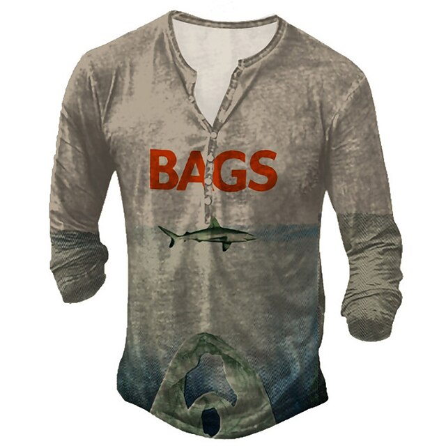 Men's Unisex Henley Shirt T shirt 3D Print Graphic Prints Fish Henley Street Daily Button-Down Print Long Sleeve Tops Basic Casual Fashion Retro Gray
Men's Unisex Henley Shirt T shirt 3D Print Graphic Prints Fish Henley Street Daily Button-Down Print Long Sleeve Tops Basic Casual Fashion Retro Gray