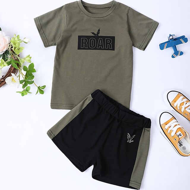 Kids Boys T-shirt Shorts Clothing Set 2 Pieces Short Sleeve Army Green Letter Print Indoor Outdoor Casual Daily Regular 2-6 Years
Kids Boys T-shirt Shorts Clothing Set 2 Pieces Short Sleeve Army Green Letter Print Indoor Outdoor Casual Daily Regular 2-6 Years