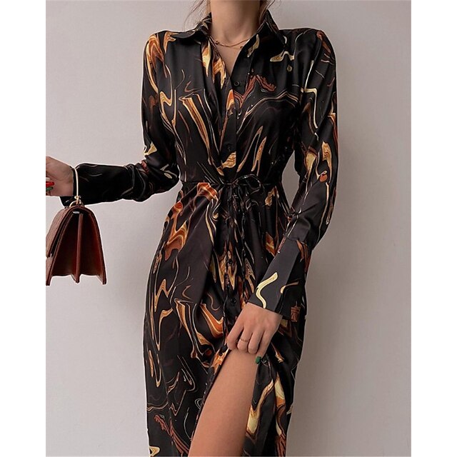 Women's Bodycon Midi Dress Black Long Sleeve Color Gradient Print Spring Summer Shirt Collar Elegant Vacation 2022 S M L XL
Women's Bodycon Midi Dress Black Long Sleeve Color Gradient Print Spring Summer Shirt Collar Elegant Vacation 2022 S M L XL