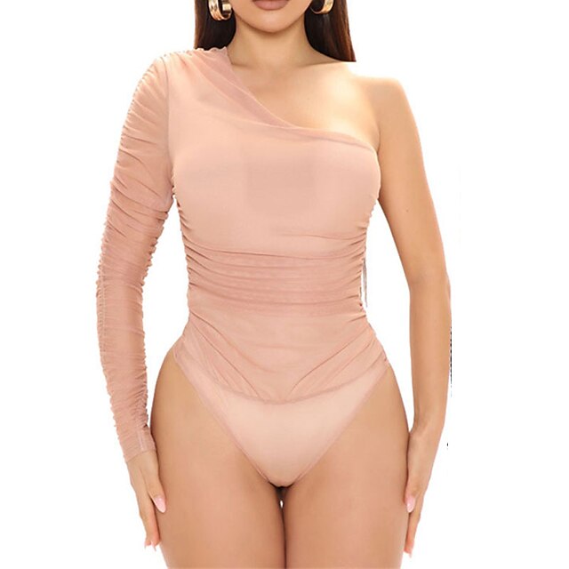 Women's Bodysuit Backless Mesh Solid Color One Shoulder Streetwear Street Club Regular Fit Long Sleeve Black Pink S M L Spring
Women's Bodysuit Backless Mesh Solid Color One Shoulder Streetwear Street Club Regular Fit Long Sleeve Black Pink S M L Spring