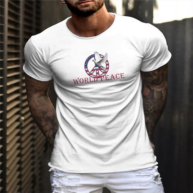 Men's Unisex T shirt Hot Stamping Graphic Prints Letter Crew Neck World Peace Casual Daily Print Short Sleeve Tops Cotton Basic Designer Big and Tall Sports Blue White Black / Summer
Men's Unisex T shirt Hot Stamping Graphic Prints Letter Crew Neck World Peace Casual Daily Print Short Sleeve Tops Cotton Basic Designer Big and Tall Sports Blue White Black / Summer