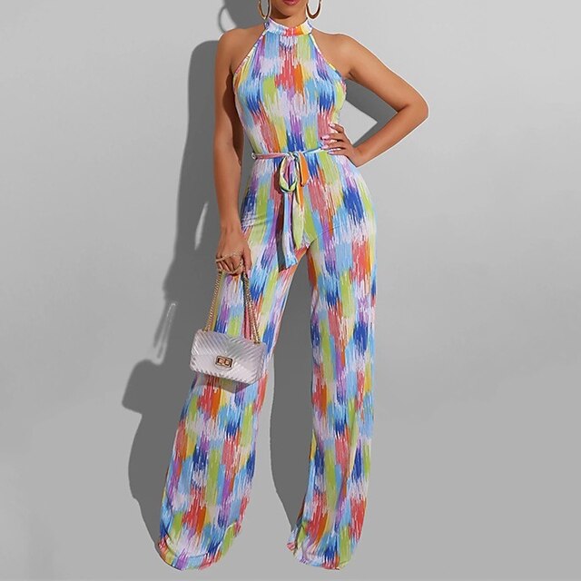 Women's Jumpsuit Backless Lace up Print Halter Neck Casual Street Daily Regular Fit Sleeveless Blue S M L Fall
Women's Jumpsuit Backless Lace up Print Halter Neck Casual Street Daily Regular Fit Sleeveless Blue S M L Fall