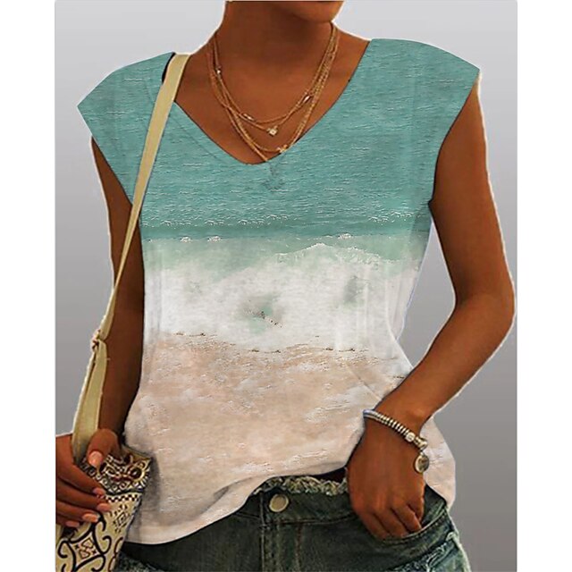 Women's Blouse Camis Color Gradient Patchwork Print V Neck Tops Blue / 3D Print
Women's Blouse Camis Color Gradient Patchwork Print V Neck Tops Blue / 3D Print