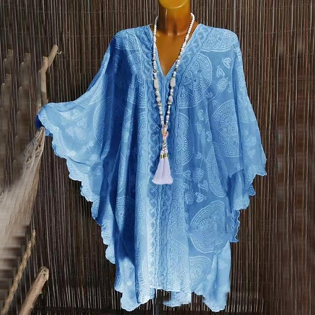 Women's Plus Size Tops Blouse Graphic Print Long Sleeve V Neck Streetwear Festival Daily Sports Polyester Spring Summer Blue
Women's Plus Size Tops Blouse Graphic Print Long Sleeve V Neck Streetwear Festival Daily Sports Polyester Spring Summer Blue