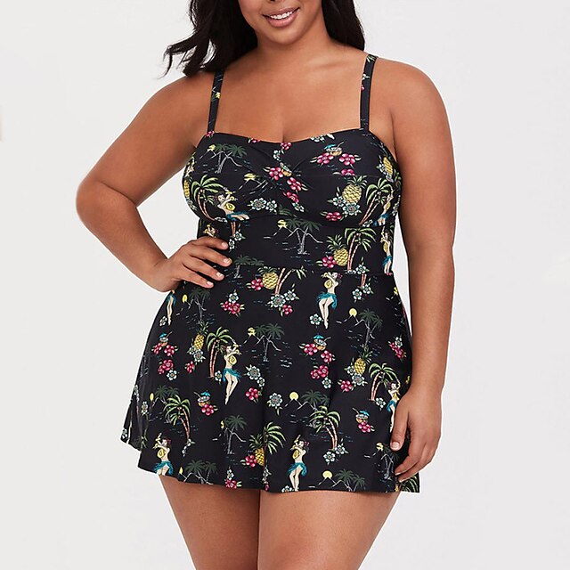 Women's Swimwear One Piece Swim Dress Plus Size Swimsuit Open Back Flower Black Strap Bathing Suits New Casual Vacation / Modern / Spa / Padded Bras
Women's Swimwear One Piece Swim Dress Plus Size Swimsuit Open Back Flower Black Strap Bathing Suits New Casual Vacation / Modern / Spa / Padded Bras