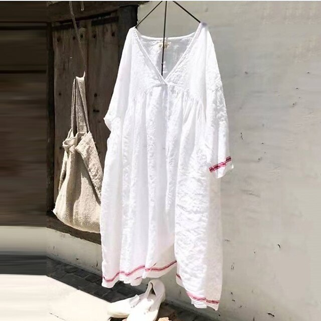 Women's Shift Dress Knee Length Dress White 3/4 Length Sleeve Pure Color Ruched Spring Summer V Neck Stylish Basic Casual 2022 M L XL XXL 3XL 4XL 5XL
Women's Shift Dress Knee Length Dress White 3/4 Length Sleeve Pure Color Ruched Spring Summer V Neck Stylish Basic Casual 2022 M L XL XXL 3XL 4XL 5XL