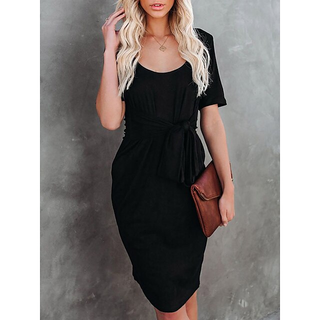 Women's Sheath Dress Knee Length Dress Green Black Wine Dark Gray Navy Blue Short Sleeve Solid Color Lace up Summer Crew Neck Stylish Casual 2022 S M L XL XXL 3XL
Women's Sheath Dress Knee Length Dress Green Black Wine Dark Gray Navy Blue Short Sleeve Solid Color Lace up Summer Crew Neck Stylish Casual 2022 S M L XL XXL 3XL