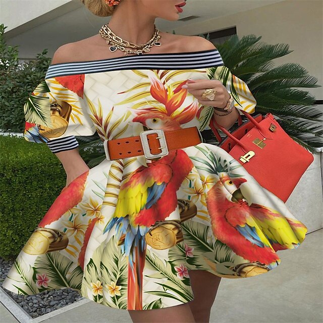 Women's A Line Dress Short Mini Dress Yellow Short Sleeve Animal Patchwork With Belt Print Spring Summer Off Shoulder Party Stylish Lantern Sleeve 2022 S M L XL / 3D Print
Women's A Line Dress Short Mini Dress Yellow Short Sleeve Animal Patchwork With Belt Print Spring Summer Off Shoulder Party Stylish Lantern Sleeve 2022 S M L XL / 3D Print