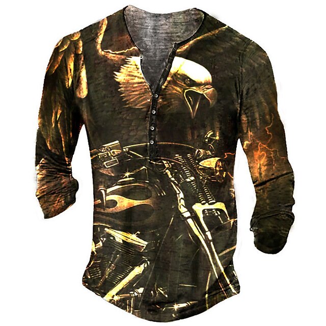 Men's Henley Shirt Tee T shirt 3D Print Graphic Eagle Plus Size Henley Casual Daily Button-Down Print Long Sleeve Tops Casual Retro Designer Military Brown
Men's Henley Shirt Tee T shirt 3D Print Graphic Eagle Plus Size Henley Casual Daily Button-Down Print Long Sleeve Tops Casual Retro Designer Military Brown