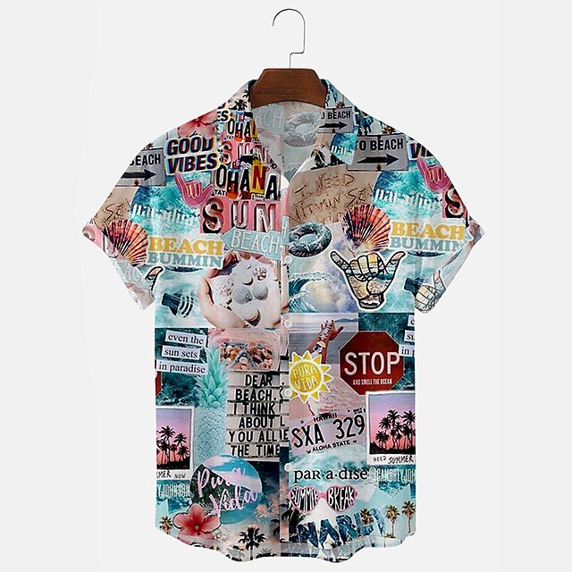 Men's Shirt 3D Print 3D Plus Size Turndown Holiday 3D Print Short Sleeve Tops Beach A / Summer
Men's Shirt 3D Print 3D Plus Size Turndown Holiday 3D Print Short Sleeve Tops Beach A / Summer