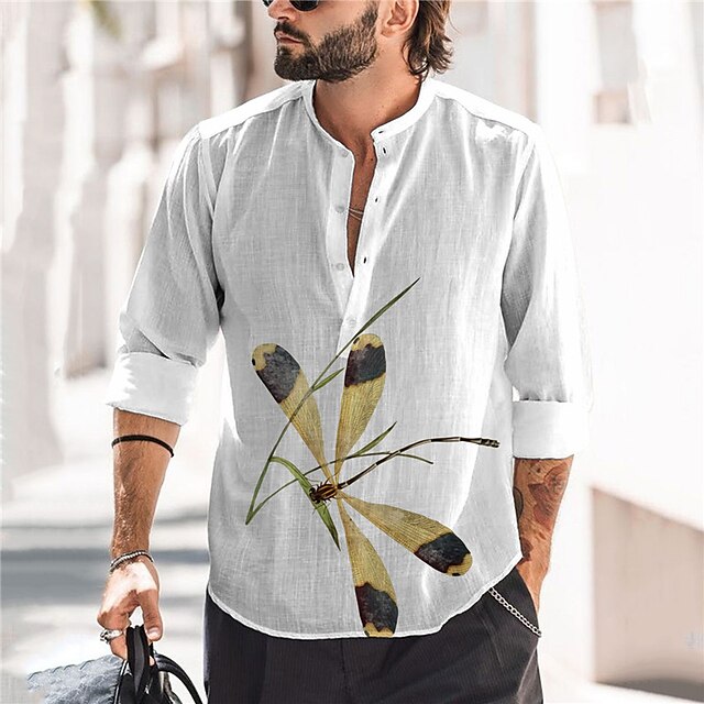 Men's Shirt 3D Print Dragonfly Animal Stand Collar Street Casual Button-Down Print Long Sleeve Tops Casual Fashion Designer Breathable White
Men's Shirt 3D Print Dragonfly Animal Stand Collar Street Casual Button-Down Print Long Sleeve Tops Casual Fashion Designer Breathable White