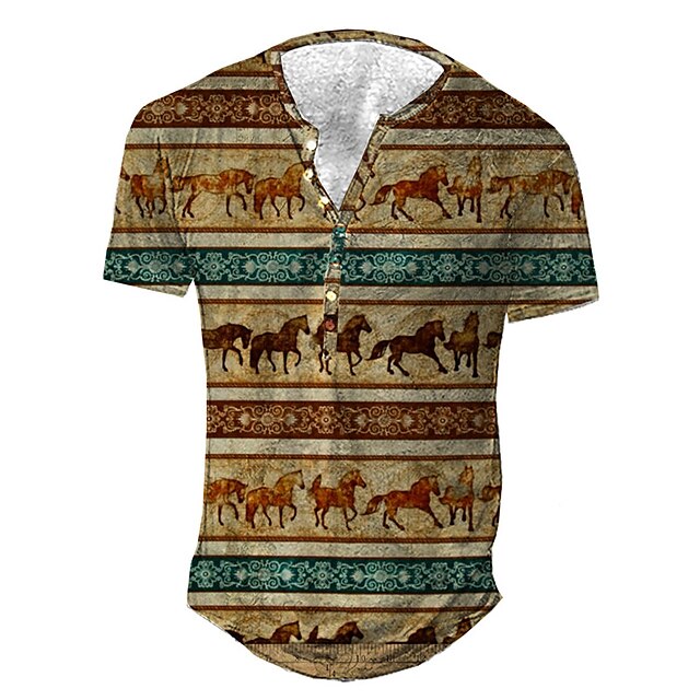 Men's Henley Shirt Tee T shirt 3D Print Graphic Horse Plus Size Henley Daily Sports Button-Down Print Short Sleeve Tops Basic Casual Classic Designer Brown / Summer
Men's Henley Shirt Tee T shirt 3D Print Graphic Horse Plus Size Henley Daily Sports Button-Down Print Short Sleeve Tops Basic Casual Classic Designer Brown / Summer